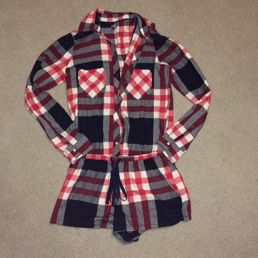Aerie plaid flannel romper